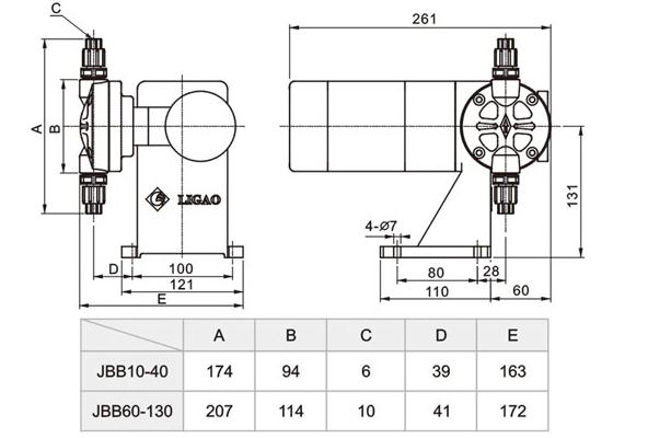 JBB計(jì)量泵安裝尺寸