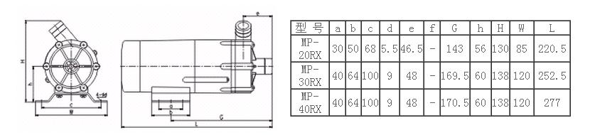 MP型磁力泵安裝尺寸圖